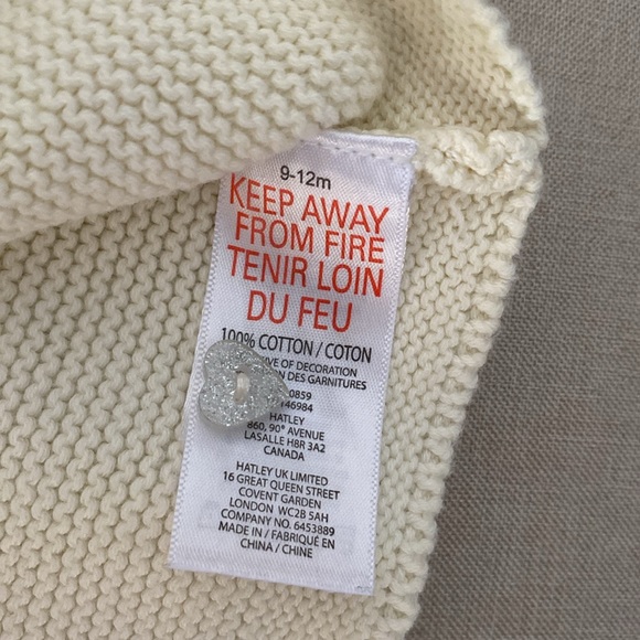 Hatley White Heart Cardigan Sweater 9-12 Months - Picture 6 of 9